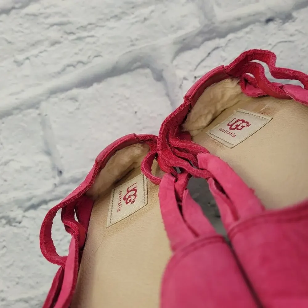 UGG Bright Barbiecore Pink Suede Tippie Espadrilles size 6